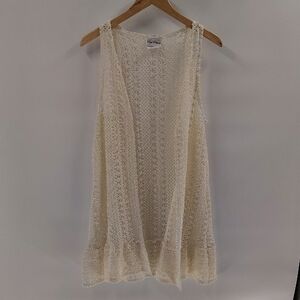 Rare Editions Women's Cardigan Vest Cream Size Small Sleeveless